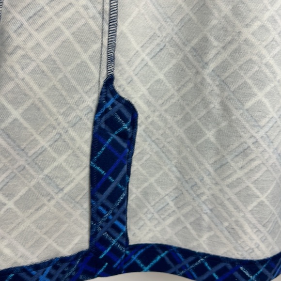 Isaac Mizrahi Live Soft Jersey Blue Plaid Geometric Design Blazer Small - Picture 9 of 9